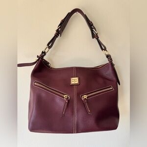 DOONEY & BOURKE - Burgundy Wine Leather Shoulder Hobo Bag